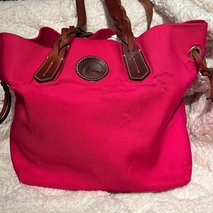 Hot pink heavy canvas, Dooney, and Bourke tote